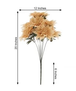 HIER_1160 2 Bouquets | 20" Champagne Artificial Silk Dahlia Flower Spray Bushes 17 HIER_1160 2 Bouquets | 20
