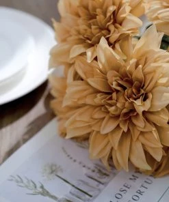 HIER_1160 2 Bouquets | 20" Champagne Artificial Silk Dahlia Flower Spray Bushes 20 HIER_1160 2 Bouquets | 20