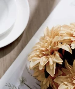 HIER_1160 2 Bouquets | 20" Champagne Artificial Silk Dahlia Flower Spray Bushes 24 HIER_1160 2 Bouquets | 20