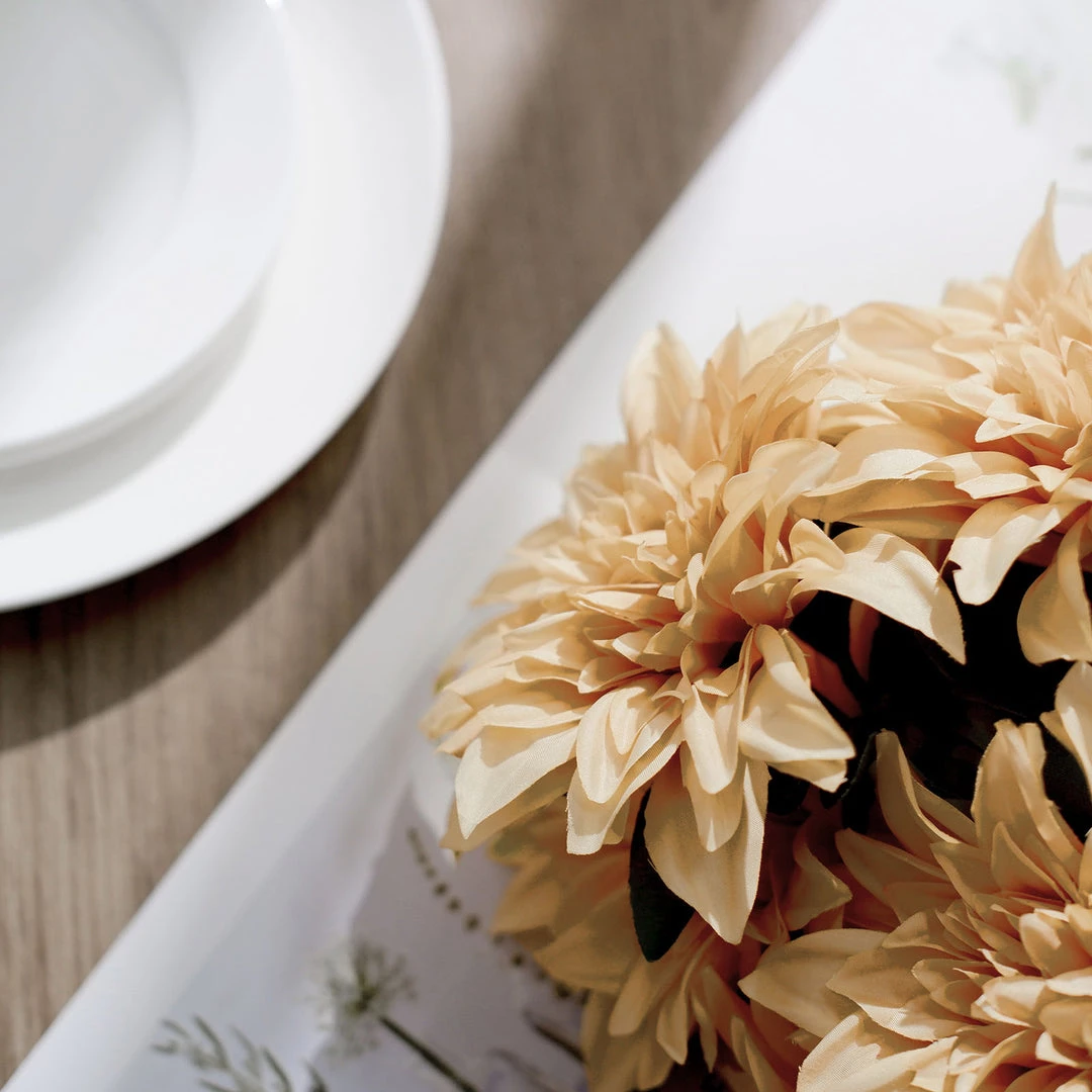 HIER_1160 2 Bouquets | 20" Champagne Artificial Silk Dahlia Flower Spray Bushes 10 HIER_1160 2 Bouquets | 20" Champagne Artificial Silk Dahlia Flower Spray Bushes