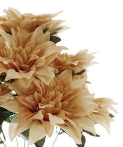 HIER_1160 2 Bouquets | 20" Champagne Artificial Silk Dahlia Flower Spray Bushes 28 HIER_1160 2 Bouquets | 20
