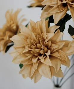 HIER_1160 2 Bouquets | 20" Champagne Artificial Silk Dahlia Flower Spray Bushes 27 HIER_1160 2 Bouquets | 20