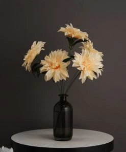 HIER_1160 2 Bouquets | 20" Cream Artificial Silk Dahlia Flower Spray Bushes