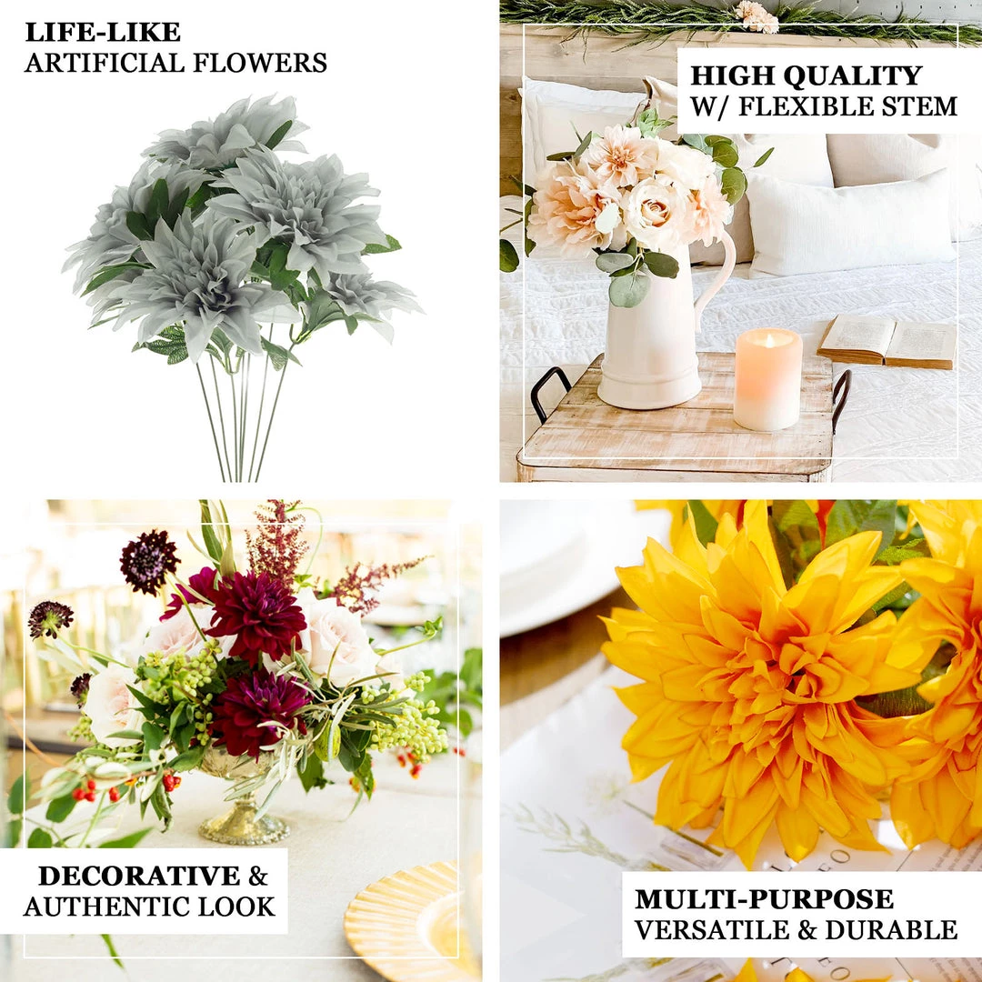 HIER_1160 2 Bouquets | 20" Champagne Artificial Silk Dahlia Flower Spray Bushes 4 HIER_1160 2 Bouquets | 20" Champagne Artificial Silk Dahlia Flower Spray Bushes