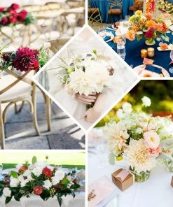 HIER_1160 2 Bouquets | 20" Champagne Artificial Silk Dahlia Flower Spray Bushes 19 HIER_1160 2 Bouquets | 20