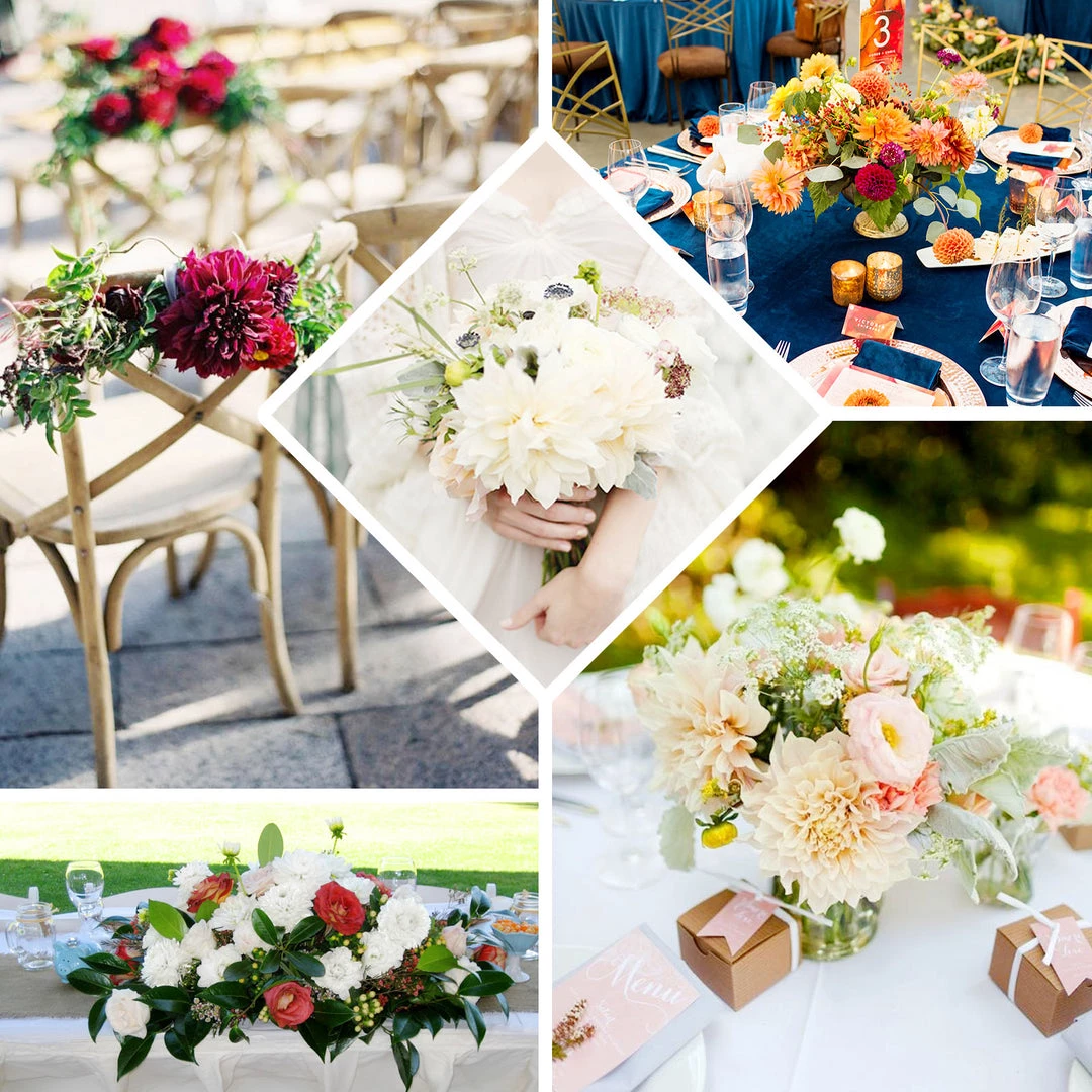 HIER_1160 2 Bouquets | 20" Ivory Artificial Silk Dahlia Flower Spray Bushes 5 HIER_1160 2 Bouquets | 20" Ivory Artificial Silk Dahlia Flower Spray Bushes