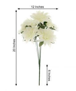 HIER_1160 2 Bouquets | 20" Ivory Artificial Silk Dahlia Flower Spray Bushes 17 HIER_1160 2 Bouquets | 20