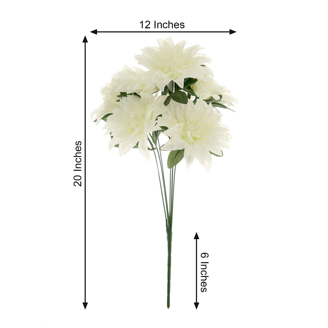 HIER_1160 2 Bouquets | 20" Ivory Artificial Silk Dahlia Flower Spray Bushes 3 HIER_1160 2 Bouquets | 20" Ivory Artificial Silk Dahlia Flower Spray Bushes