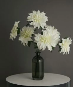 HIER_1160 2 Bouquets | 20" Ivory Artificial Silk Dahlia Flower Spray Bushes