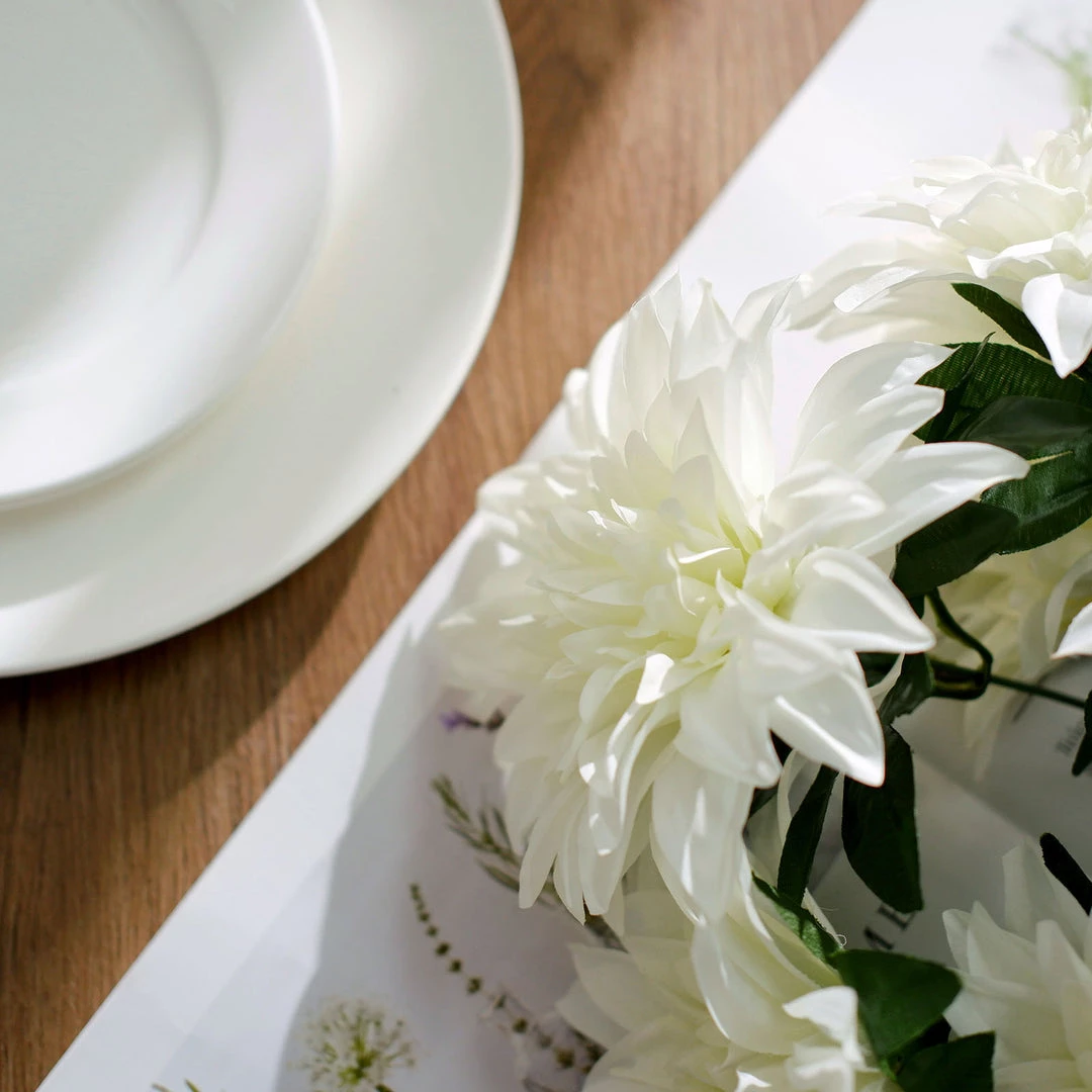 HIER_1160 2 Bouquets | 20" Ivory Artificial Silk Dahlia Flower Spray Bushes 9 HIER_1160 2 Bouquets | 20" Ivory Artificial Silk Dahlia Flower Spray Bushes