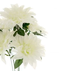 HIER_1160 2 Bouquets | 20" Ivory Artificial Silk Dahlia Flower Spray Bushes 28 HIER_1160 2 Bouquets | 20