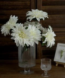 HIER_1160 2 Bouquets | 20" Ivory Artificial Silk Dahlia Flower Spray Bushes 24 HIER_1160 2 Bouquets | 20