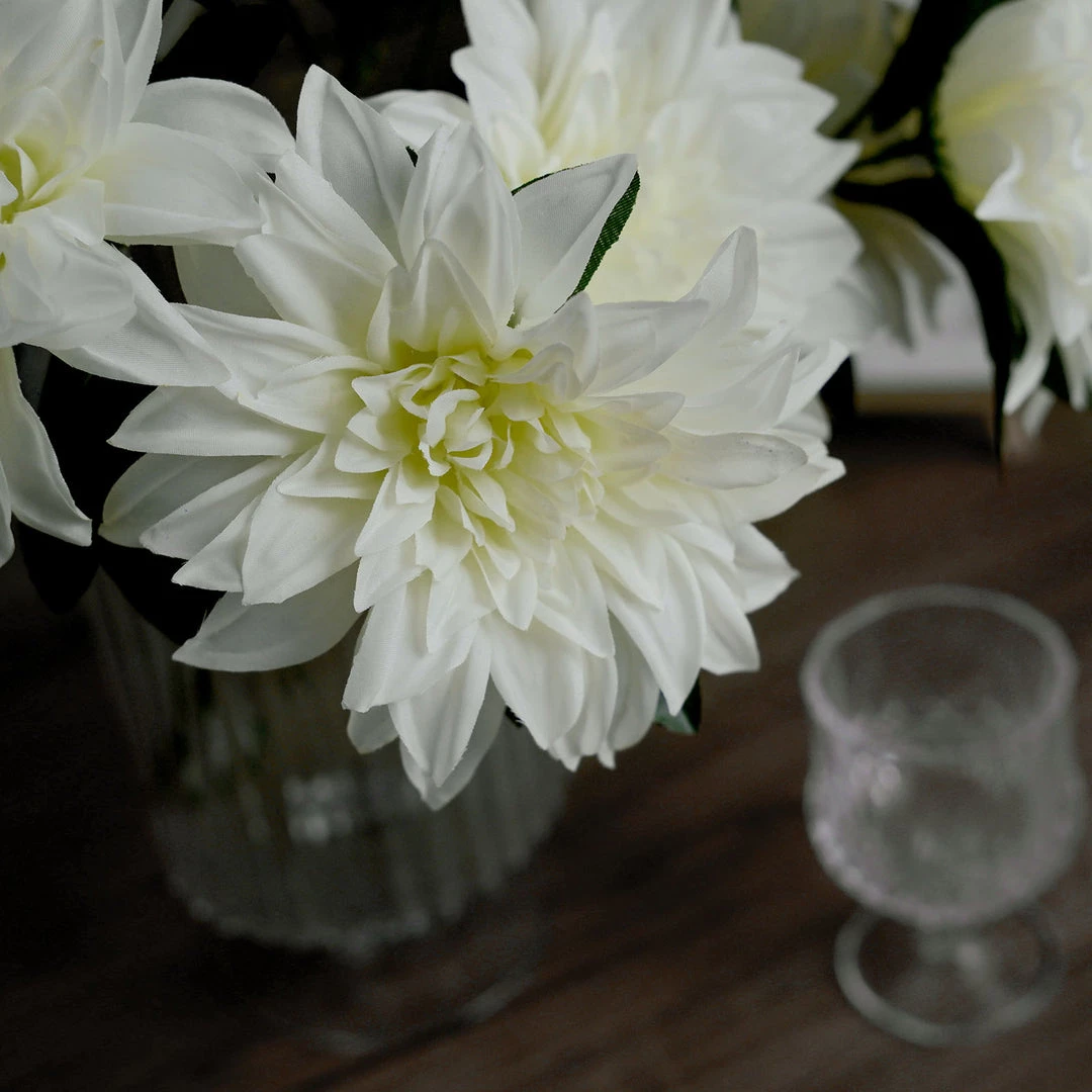 HIER_1160 2 Bouquets | 20" Ivory Artificial Silk Dahlia Flower Spray Bushes 11 HIER_1160 2 Bouquets | 20" Ivory Artificial Silk Dahlia Flower Spray Bushes