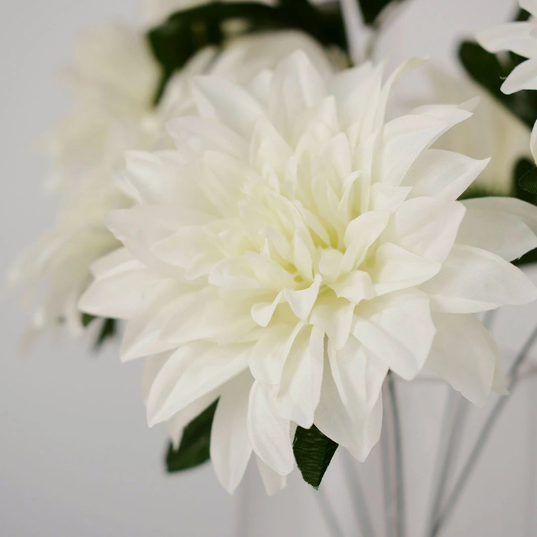 HIER_1160 2 Bouquets | 20" Ivory Artificial Silk Dahlia Flower Spray Bushes 13 HIER_1160 2 Bouquets | 20" Ivory Artificial Silk Dahlia Flower Spray Bushes