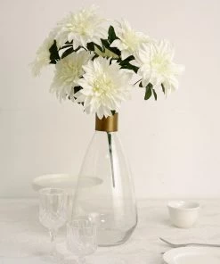HIER_1160 2 Bouquets | 20" Ivory Artificial Silk Dahlia Flower Spray Bushes 21 HIER_1160 2 Bouquets | 20