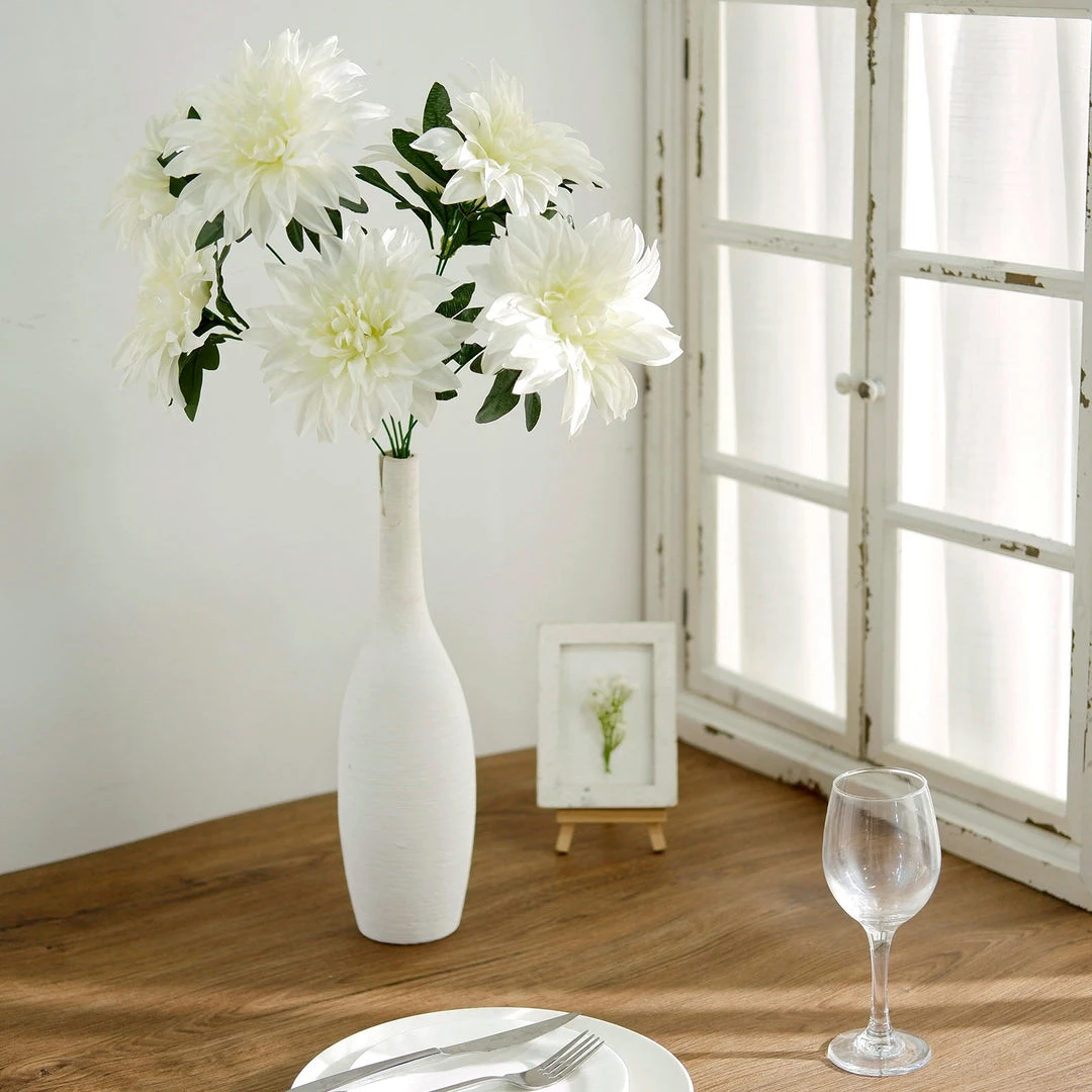 HIER_1160 2 Bouquets | 20" Ivory Artificial Silk Dahlia Flower Spray Bushes 1 HIER_1160 2 Bouquets | 20" Ivory Artificial Silk Dahlia Flower Spray Bushes