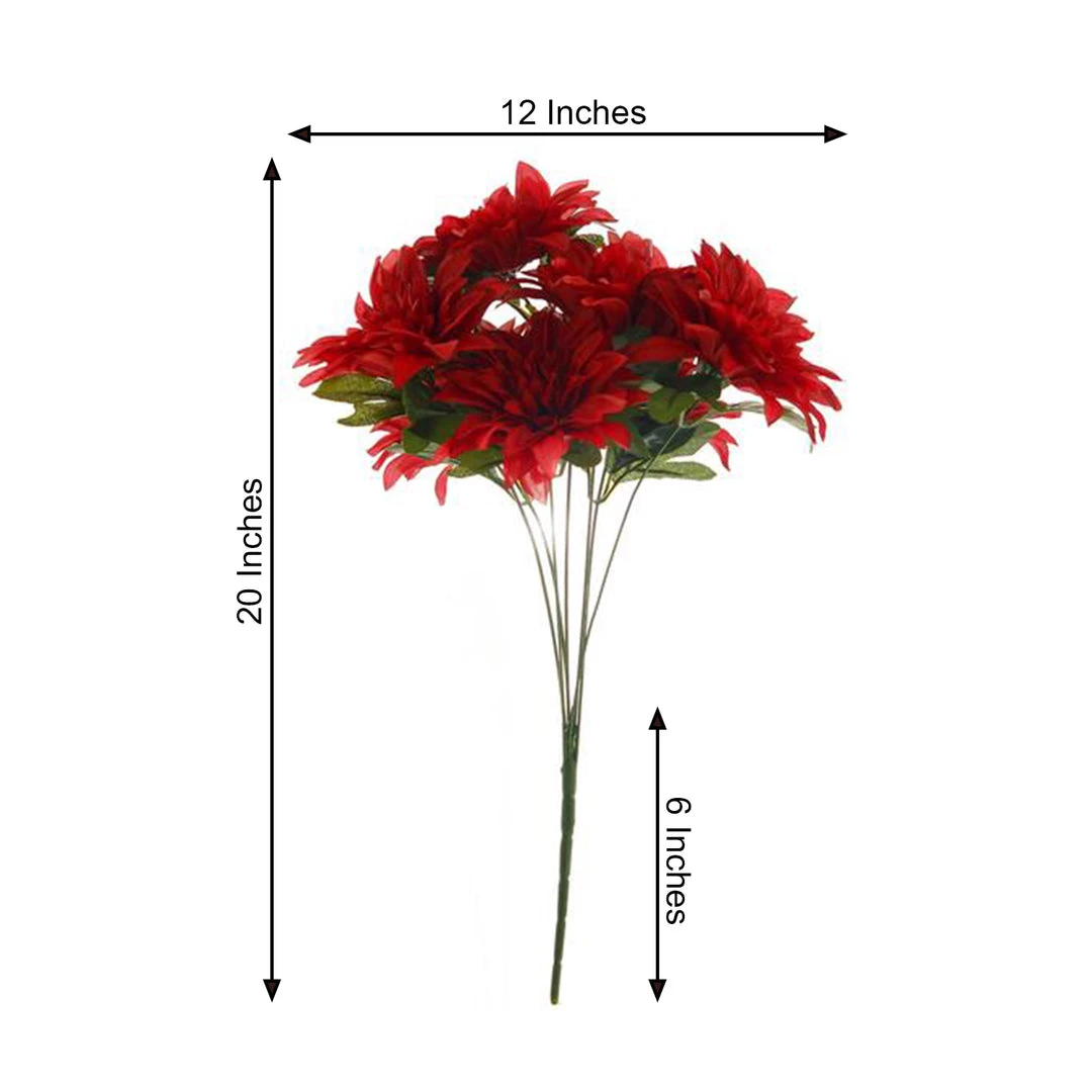 HIER_1160 2 Bouquets | 20" Red Artificial Silk Dahlia Flower Spray Bushes 3 HIER_1160 2 Bouquets | 20" Red Artificial Silk Dahlia Flower Spray Bushes