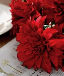 HIER_1160 2 Bouquets | 20" Red Artificial Silk Dahlia Flower Spray Bushes 20 HIER_1160 2 Bouquets | 20