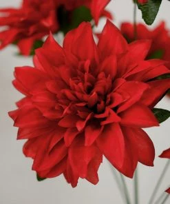 HIER_1160 2 Bouquets | 20" Red Artificial Silk Dahlia Flower Spray Bushes 27 HIER_1160 2 Bouquets | 20