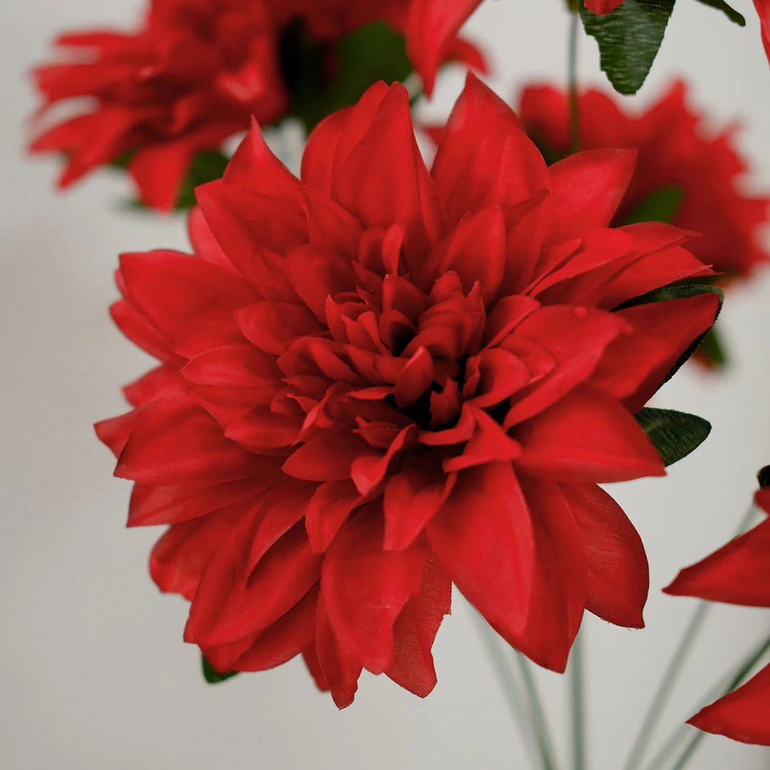 HIER_1160 2 Bouquets | 20" Red Artificial Silk Dahlia Flower Spray Bushes 13 HIER_1160 2 Bouquets | 20" Red Artificial Silk Dahlia Flower Spray Bushes