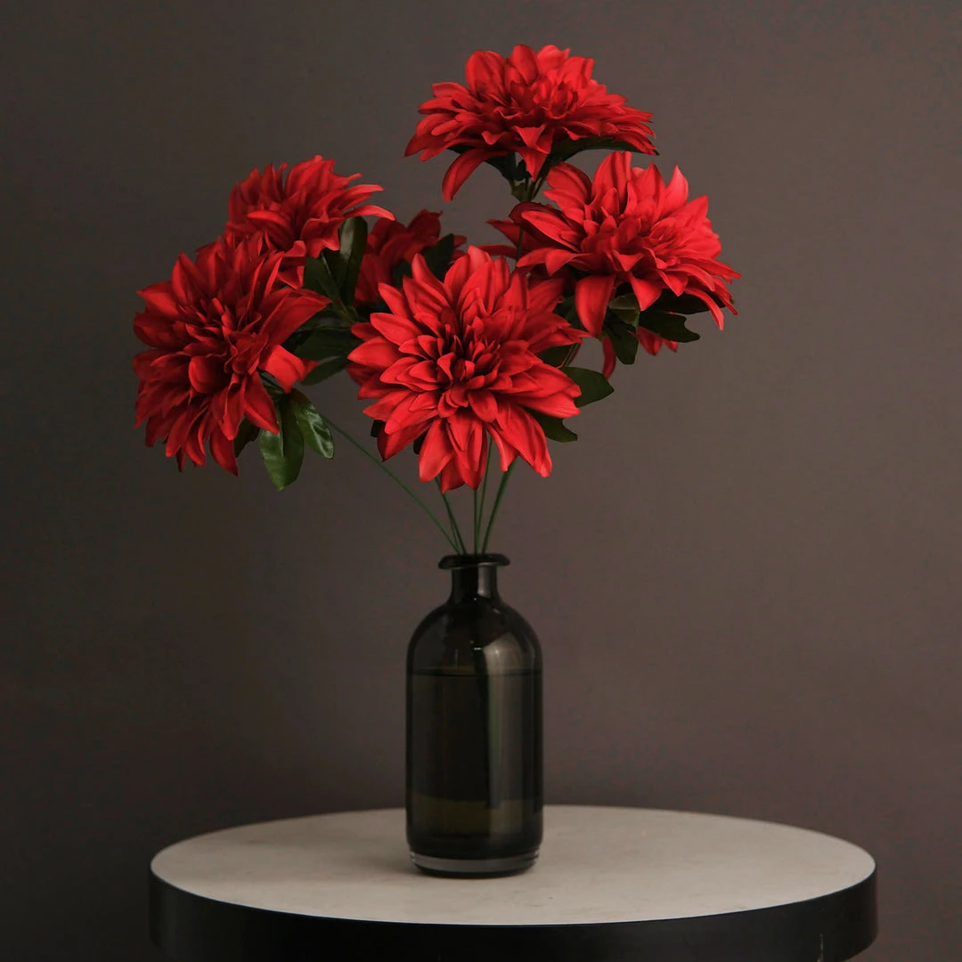 HIER_1160 2 Bouquets | 20" Red Artificial Silk Dahlia Flower Spray Bushes 2 HIER_1160 2 Bouquets | 20" Red Artificial Silk Dahlia Flower Spray Bushes