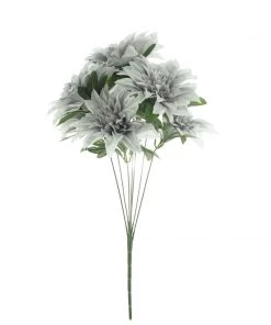 HIER_1160 2 Bouquets | 20" Silver Artificial Silk Dahlia Flower Spray Bushes 29 HIER_1160 2 Bouquets | 20