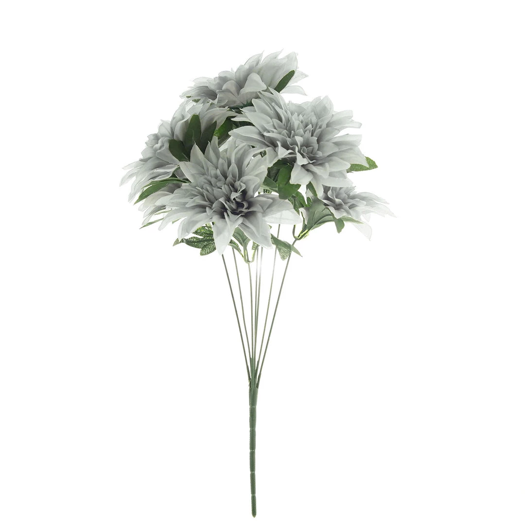HIER_1160 2 Bouquets | 20" Silver Artificial Silk Dahlia Flower Spray Bushes 15 HIER_1160 2 Bouquets | 20" Silver Artificial Silk Dahlia Flower Spray Bushes