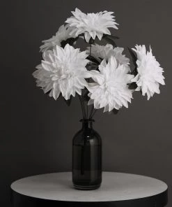 HIER_1160 2 Bouquets | 20" White Artificial Silk Dahlia Flower Spray Bushes Artificial Dahlia | Daisy