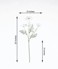 HIER_1150 6 Bushes | White Artificial Silk Daisy Flower Stem Bouquet Branches Artificial Dahlia | Daisy 14 HIER_1150 6 Bushes | White Artificial Silk Daisy Flower Stem Bouquet Branches Artificial Dahlia | Daisy