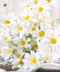HIER_1150 6 Bushes | White Artificial Silk Daisy Flower Stem Bouquet Branches Artificial Dahlia | Daisy 22 HIER_1150 6 Bushes | White Artificial Silk Daisy Flower Stem Bouquet Branches Artificial Dahlia | Daisy