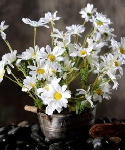 HIER_1150 6 Bushes | White Artificial Silk Daisy Flower Stem Bouquet Branches Artificial Dahlia | Daisy 18 HIER_1150 6 Bushes | White Artificial Silk Daisy Flower Stem Bouquet Branches Artificial Dahlia | Daisy