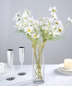 HIER_1150 6 Bushes | White Artificial Silk Daisy Flower Stem Bouquet Branches Artificial Dahlia | Daisy 17 HIER_1150 6 Bushes | White Artificial Silk Daisy Flower Stem Bouquet Branches Artificial Dahlia | Daisy