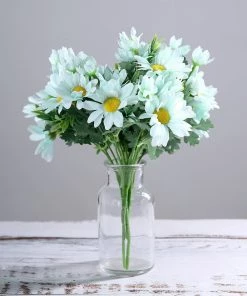 HIER_1150 4 Bushes | 11" Baby Blue Artificial Silk Daisy Flower Bouquet Branches Chargers & Centerpieces 17 HIER_1150 4 Bushes | 11
