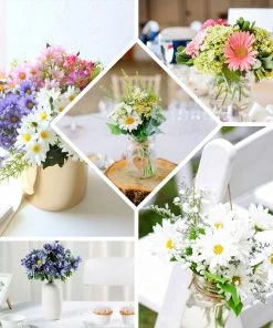 HIER_1150 4 Bushes | 11" Baby Blue Artificial Silk Daisy Flower Bouquet Branches Chargers & Centerpieces 16 HIER_1150 4 Bushes | 11