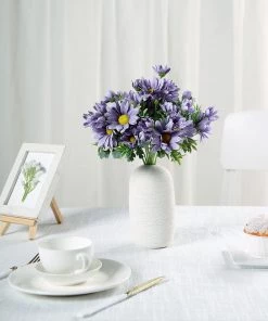 HIER_1150 4 Bushes | 11" Lavender Artificial Silk Daisy Flower Bouquet Branches