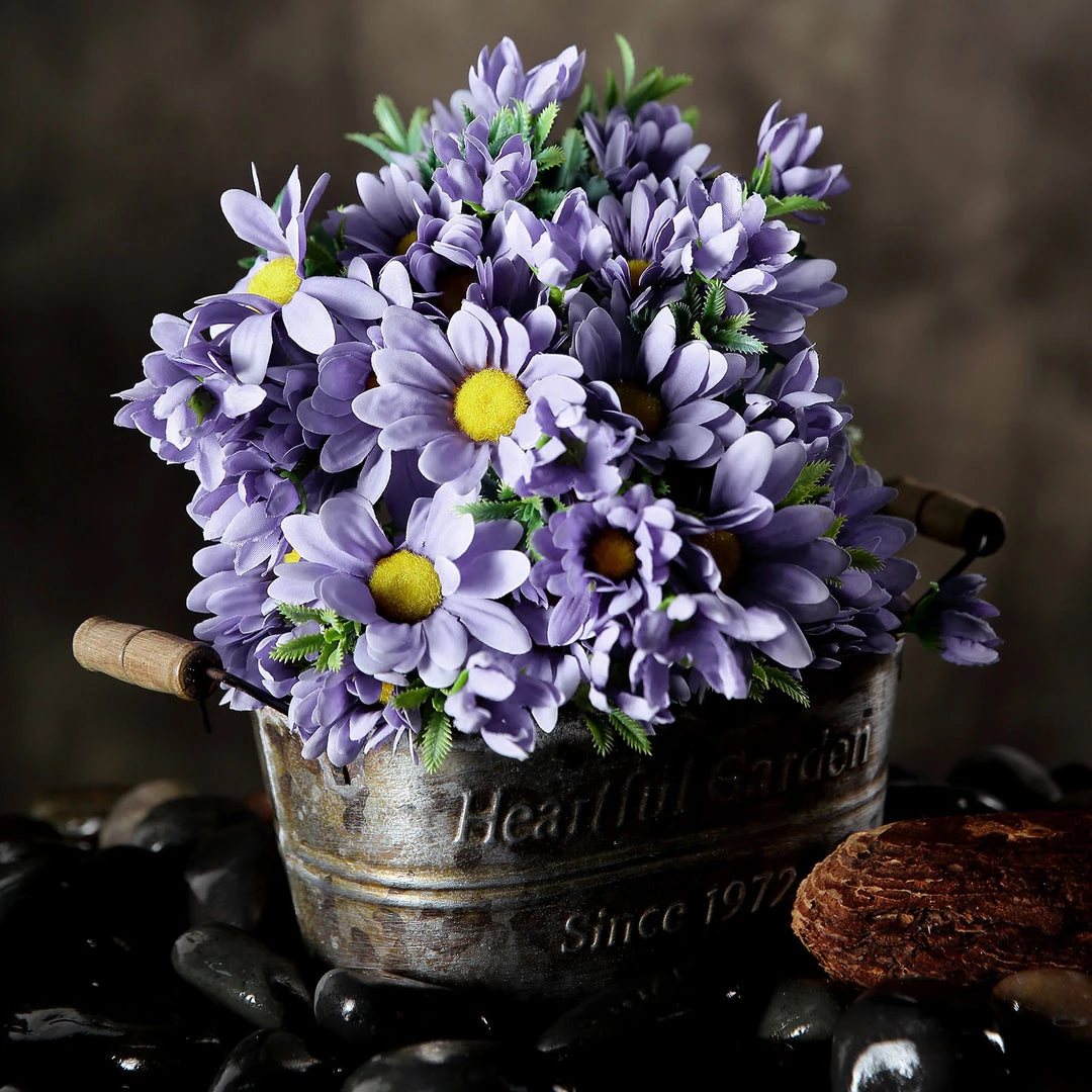 HIER_1150 4 Bushes | 11" Lavender Artificial Silk Daisy Flower Bouquet Branches 8 HIER_1150 4 Bushes | 11" Lavender Artificial Silk Daisy Flower Bouquet Branches