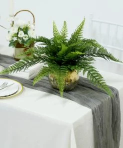 HIER_1600 20" Artificial Asparagus Fern Green Leaf Plant, Premium Real Touch Indoor Bush Spray Artificial Flower & Plants