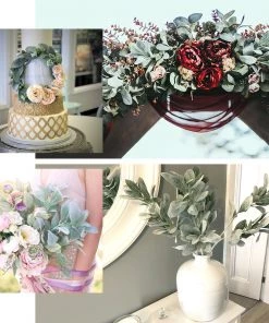 HIER_1150 2 Stems | 24" Tall Frosted Green Artificial Lambs Ear Leaf Indoor Plant Artificial Flower & Plants 17 HIER_1150 2 Stems | 24