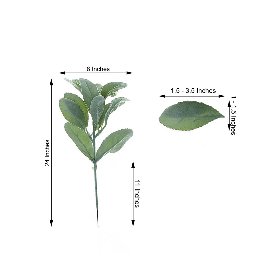 HIER_1150 2 Stems | 24" Tall Frosted Green Artificial Lambs Ear Leaf Indoor Plant Artificial Flower & Plants 3 HIER_1150 2 Stems | 24" Tall Frosted Green Artificial Lambs Ear Leaf Indoor Plant Artificial Flower & Plants