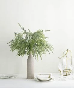 HIER_1600 2 Bushes | 15" Artificial Sagebrush Fern Stems, Indoor Faux Plants Artificial Flower & Plants