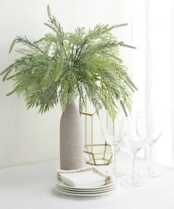 HIER_1600 2 Bushes | 15" Artificial Sagebrush Fern Stems, Indoor Faux Plants Artificial Flower & Plants