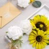 HIER_5120 Chargers & Centerpieces 40 Pcs | Artificial Rose, Silk Sunflower & Stems Mix Flower Box - Cream/White