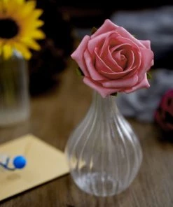 HIER_5120 Chargers & Centerpieces 34 Pcs | Artificial Rose, Silk Sunflower & Blueberry Stems Mix Flower Box - Burgundy/Pink