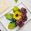HIER_5120 Chargers & Centerpieces 34 Pcs | Artificial Rose, Silk Sunflower & Blueberry Stems Mix Flower Box - Burgundy/Pink