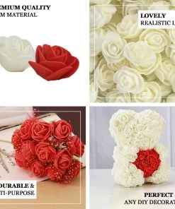 HIER_5120 Mini Craft Florals 48 Roses | 1" Red Real Touch Artificial DIY Foam Rose Flowers With Stem, Craft Rose Buds 19 HIER_5120 Mini Craft Florals 48 Roses | 1