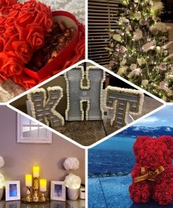 HIER_5120 Mini Craft Florals 48 Roses | 1" Red Real Touch Artificial DIY Foam Rose Flowers With Stem, Craft Rose Buds 20 HIER_5120 Mini Craft Florals 48 Roses | 1