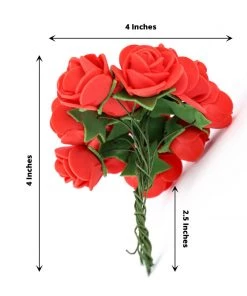 HIER_5120 Mini Craft Florals 48 Roses | 1" Red Real Touch Artificial DIY Foam Rose Flowers With Stem, Craft Rose Buds 18 HIER_5120 Mini Craft Florals 48 Roses | 1