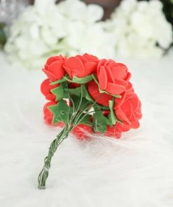HIER_5120 Mini Craft Florals 48 Roses | 1" Red Real Touch Artificial DIY Foam Rose Flowers With Stem, Craft Rose Buds 28 HIER_5120 Mini Craft Florals 48 Roses | 1
