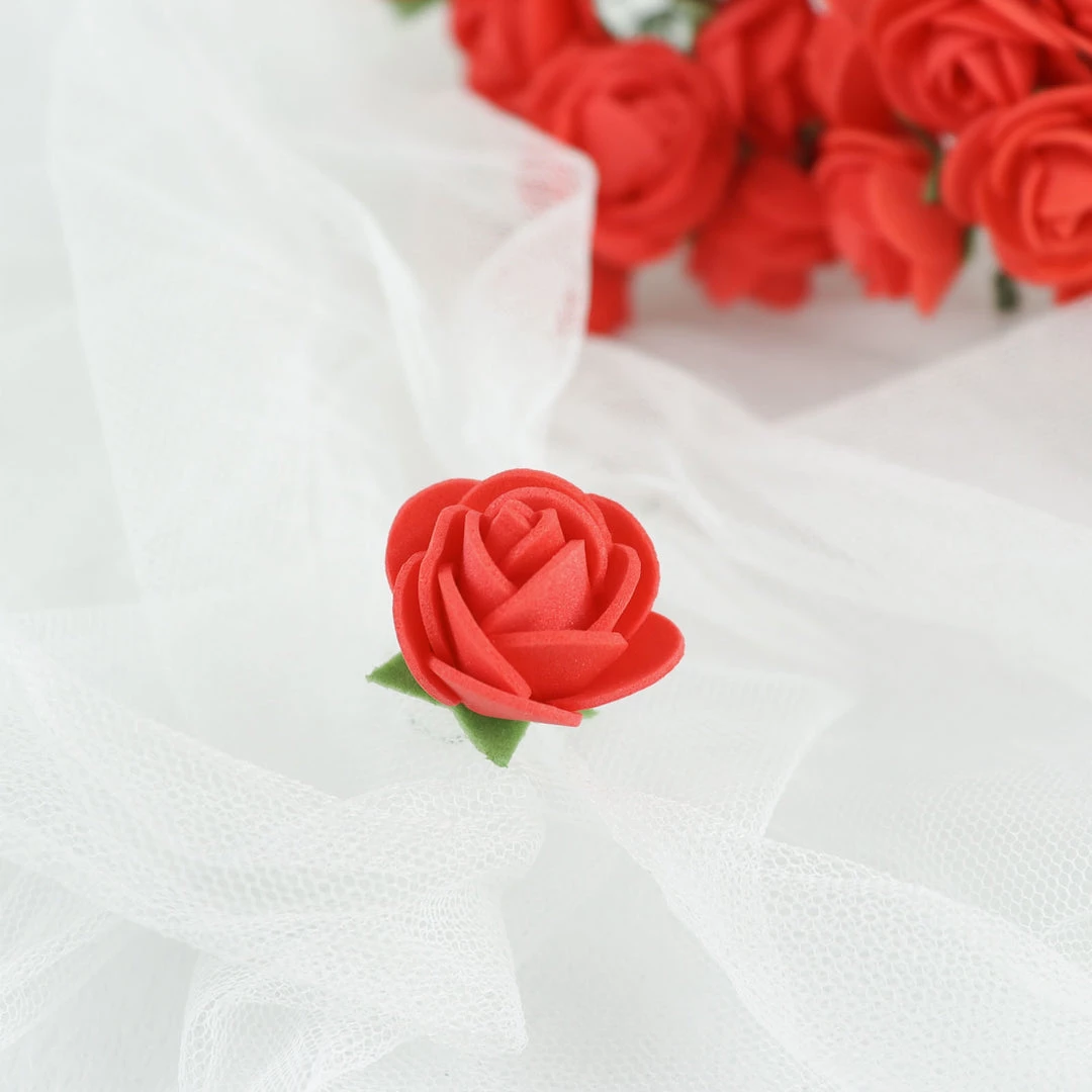 HIER_5120 Mini Craft Florals 48 Roses | 1" Red Real Touch Artificial DIY Foam Rose Flowers With Stem, Craft Rose Buds 11 HIER_5120 Mini Craft Florals 48 Roses | 1" Red Real Touch Artificial DIY Foam Rose Flowers With Stem, Craft Rose Buds