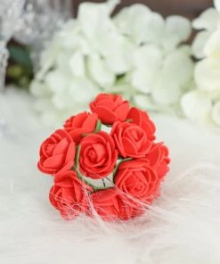 HIER_5120 Mini Craft Florals 48 Roses | 1" Red Real Touch Artificial DIY Foam Rose Flowers With Stem, Craft Rose Buds 21 HIER_5120 Mini Craft Florals 48 Roses | 1